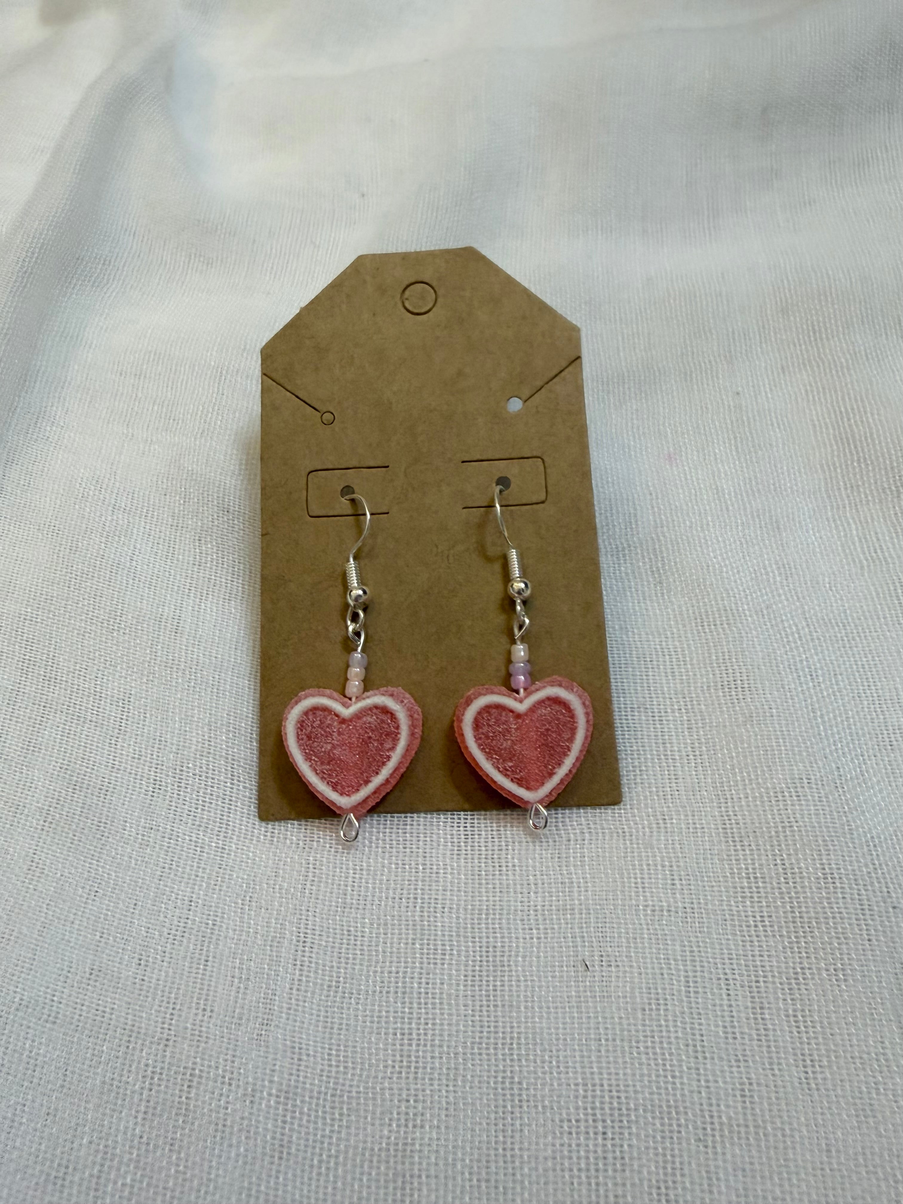 Sugared heart earrings